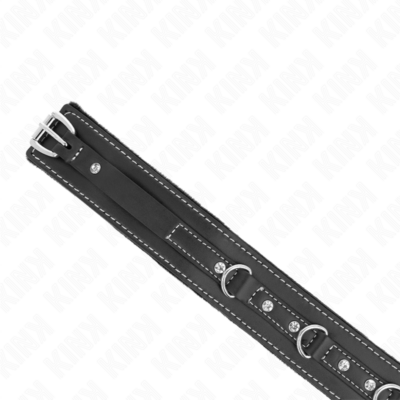 Kink - colar de couro pvc com cinto 105 cm rebite de strass 41,5 x 4 cm kink collar & gag caliente. Pt