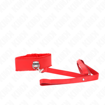 Alternative view of KINK - COLAR COM TRELA 116 CM COM PREGOS PRATA MODELO 4 VERMELHO AJUSTÁVEL 40-48 CM X 6 CM