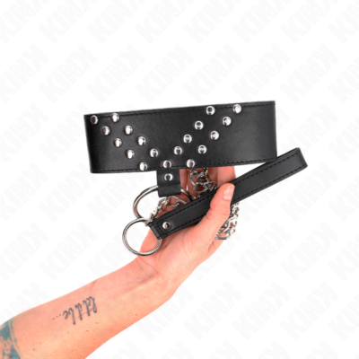 Kink - colar com cinto 65 cm com rebite v ajustável 36-43 cm x 5 cm kink collar & gag caliente. Pt