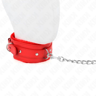 Kink - colar com trela 65 cm com restrições vermelho 36-42 cm x 5,5 cm kink collar & gag caliente. Pt