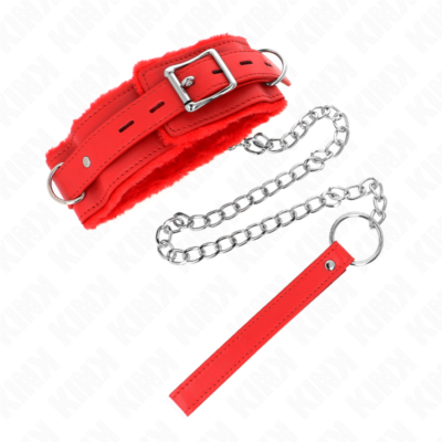 Kink - colar com trela 65 cm com restrições vermelho 36-42 cm x 5,5 cm kink collar & gag caliente. Pt