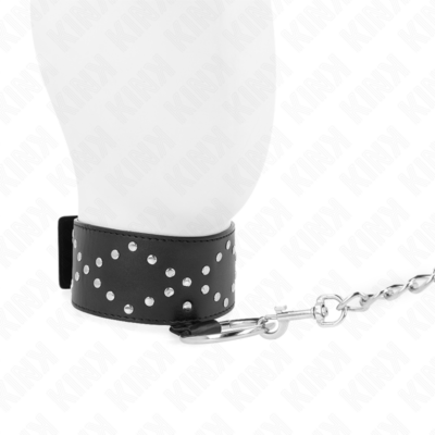 Kink - colar 65 cm com trela com pregos prata modelo 3 ajustável 36-43 cm x 5 cm kink collar & gag caliente. Pt