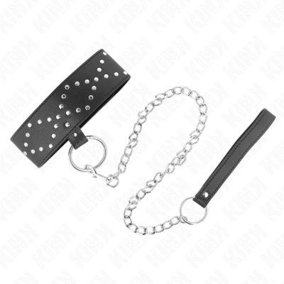 Alternative view of KINK - COLAR 65 CM COM TRELA COM PREGOS PRATA MODELO 3 AJUSTÁVEL 36-43 CM X 5 CM