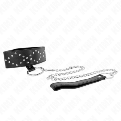 Kink - colar 65 cm com trela com pregos prata modelo 3 ajustável 36-43 cm x 5 cm kink collar & gag caliente. Pt