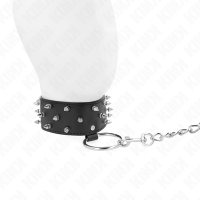 Kink - colar com trela 65 cm com pregos prata modelo 5 ajustável 36-43 cm x 5 cm kink collar & gag caliente. Pt