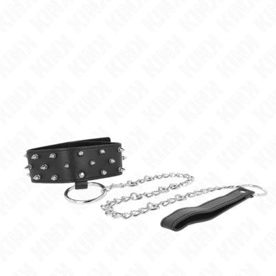 Kink - colar com trela 65 cm com pregos prata modelo 5 ajustável 36-43 cm x 5 cm kink collar & gag caliente. Pt