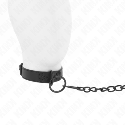 Kink - colar com trela escura 65 cm ajustável 37-54 cm x 3 cm kink collar & gag caliente. Pt