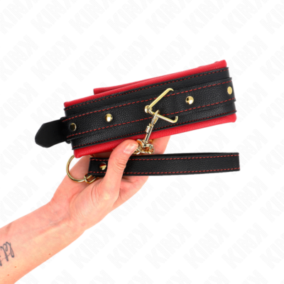Kink - colar com trela de tecido liso ajustável 33-48 cm x 5,7 cm kink collar & gag caliente. Pt