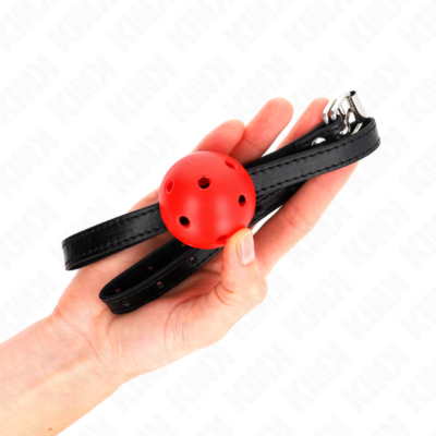 Kink - simplicity vermelho respirável 4,5 cm bola mordaça 62 x 1,5 cm kink collar & gag caliente. Pt