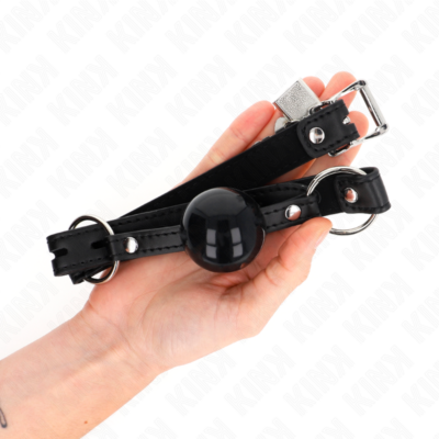 Kink - mordaça bola tpe 4 cm com fechadura preta 60 x 2 cm kink collar & gag caliente. Pt