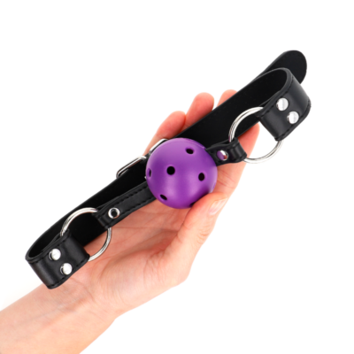 Kink - bola respirável 4 cm mordaça com rebite duplo roxo 62,5 x 2,5 cm ajustável 42-58 cm kink collar & gag caliente. Pt