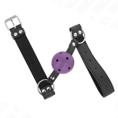 Alternative view of KINK - BOLA RESPIRÁVEL 4 CM MORDAÇA COM REBITE DUPLO ROXO 62,5 x 2,5 CM AJUSTÁVEL 42-58 CM