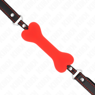 Kink - osso vermelho 12 cm mordaça 63 x 2 cm kink collar & gag caliente. Pt