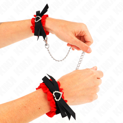 Kink - retenções de pulso elásticas de renda detalhes do coração vermelho ajustáveis 22-35 cm kink wrist restraint caliente. Pt