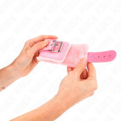 Kink - pulso forro de pele rosa com cinto rosa ajustável 17-29 cm x 6 cm kink wrist restraint caliente. Pt