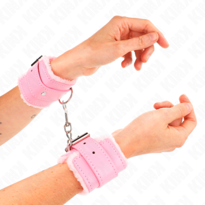 Kink - pulso forro de pele rosa com cinto rosa ajustável 17-29 cm x 6 cm kink wrist restraint caliente. Pt