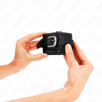 Kink - retenções de pulso com fivela de strass preto ajustáveis 25-32 cm x 5,5 cm kink wrist restraint caliente. Pt