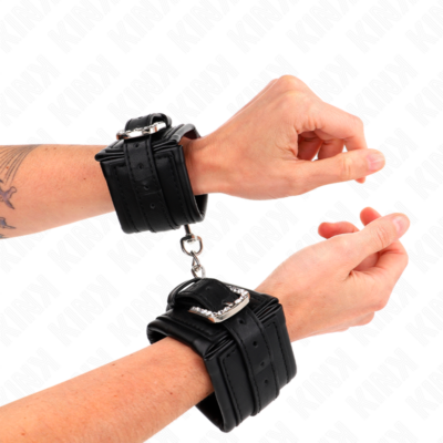Kink - retenções de pulso com fivela de strass preto ajustáveis 25-32 cm x 5,5 cm kink wrist restraint caliente. Pt