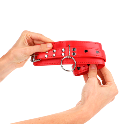 Kink - pulso vermelho com inserção de coração preto ajustável 21-28 cm x 5,5 cm kink wrist restraint caliente. Pt
