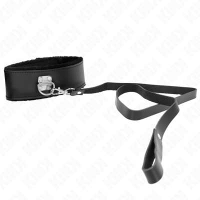 Kink - colar com cinto 116 cm com alça de couro preta ajustável 40-48 cm x 6 cm kink collar & gag caliente. Pt