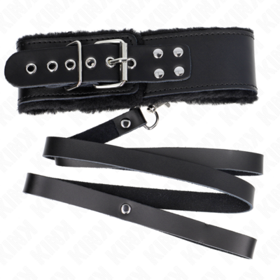 Kink - colar com cinto 116 cm com alça de couro preta ajustável 40-48 cm x 6 cm kink collar & gag caliente. Pt