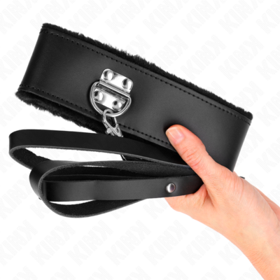 Kink - colar com cinto 116 cm com alça de couro preta ajustável 40-48 cm x 6 cm kink collar & gag caliente. Pt