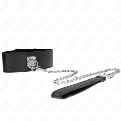 Kink - colar com cinto 65 cm com alça larga preta ajustável 33,5-41 cm x 5 cm kink collar & gag caliente. Pt