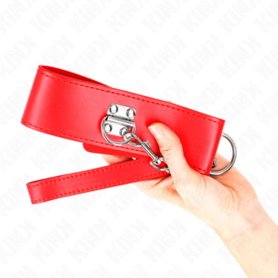 Kink - colar com cinto 65 cm com alça larga vermelha ajustável 33,5-41 cm x 5 cm kink collar & gag caliente. Pt