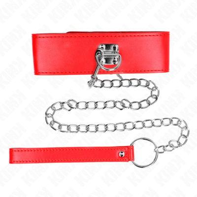 Kink - colar com cinto 65 cm com alça larga vermelha ajustável 33,5-41 cm x 5 cm kink collar & gag caliente. Pt