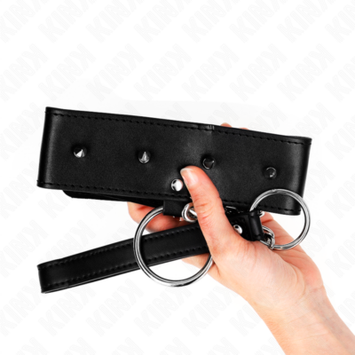 Kink - colar 65 cm com trela com pregos prata modelo 2 ajustável 36-43 cm x 5 cm kink collar & gag caliente. Pt