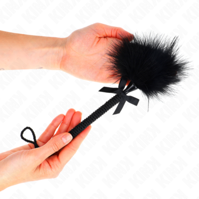 Kink - varinha de corda de nylon com penas de cócegas e laço preto 25 cm kink impact & touch caliente. Pt