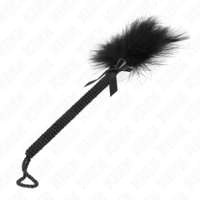 Alternative view of KINK - VARINHA DE CORDA DE NYLON COM PENAS DE CÓCEGAS E LAÇO PRETO 25 CM