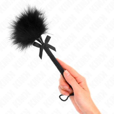 Kink - varinha de corda de nylon com penas de cócegas e laço preto 25 cm kink impact & touch caliente. Pt