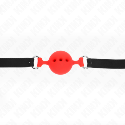 Kink - mordaça completa de silicone 55 x 2 cm com bola de 4,5 cm tamanho m vermelho ajustável 35-51 cm kink collar & gag caliente. Pt