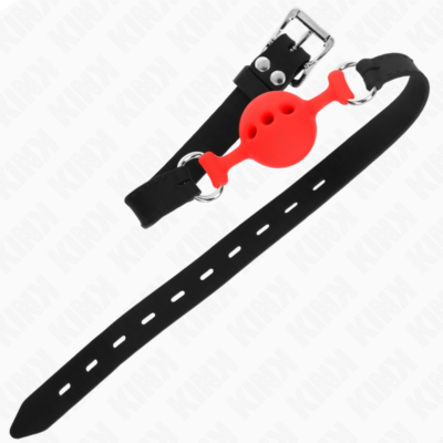 Kink - mordaça completa de silicone 55 x 2 cm com bola de 4 cm tamanho s vermelho ajustável 35-51 cm kink collar & gag caliente. Pt