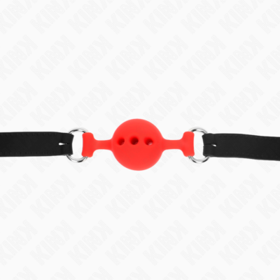 Kink - mordaça completa de silicone 55 x 2 cm com bola de 4 cm tamanho s vermelho ajustável 35-51 cm kink collar & gag caliente. Pt