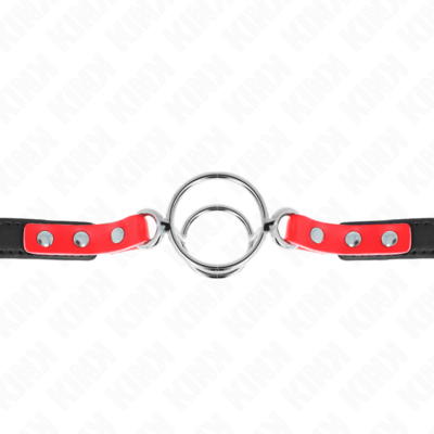Kink - gag com múltiplos o-rings 4 / 4,8 cm vermelho 38 x 56 cm kink collar & gag caliente. Pt