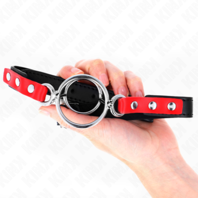 Kink - gag com múltiplos o-rings 4 / 4,8 cm vermelho 38 x 56 cm kink collar & gag caliente. Pt