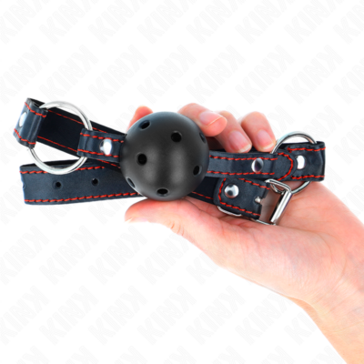 Kink - mordaça de bola preta oca duro modelo 2 65 x 2,5 cm kink collar & gag caliente. Pt