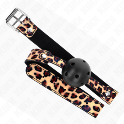 Kink - bola respirável leopardo 4,5 cm mordaça 65 x 2,5 cm kink collar & gag caliente. Pt