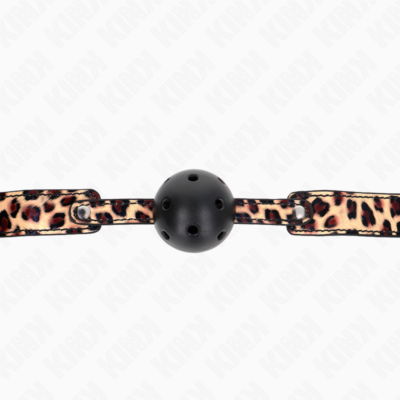 Kink - bola respirável leopardo 4,5 cm mordaça 65 x 2,5 cm kink collar & gag caliente. Pt