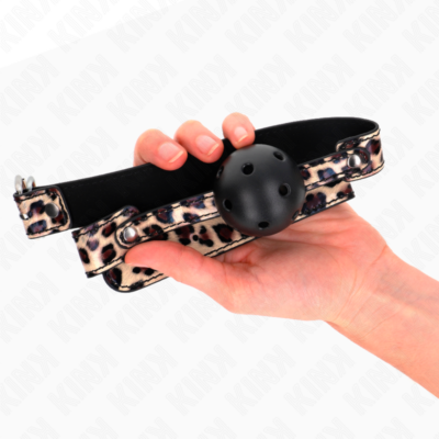 Kink - bola respirável leopardo 4,5 cm mordaça 65 x 2,5 cm kink collar & gag caliente. Pt