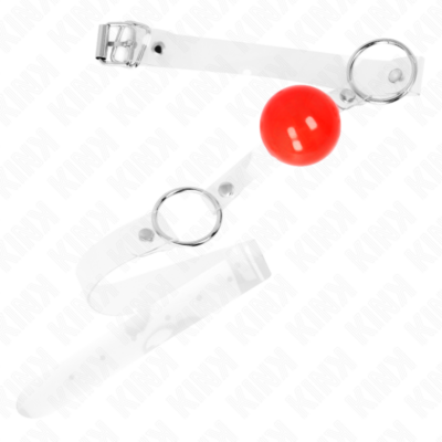 Alternative view of KINK - BOLA PVC TRANSPARENTE VERMELHA MORDAÇA 4 CM AJUSTÁVEL