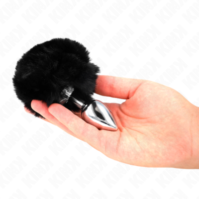 Kink - plug aço inoxidável 7 x 3 cm com cauda de coelho preta pele falsa 8 cm kink pleasure plugs caliente. Pt