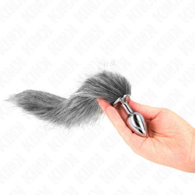 Kink - plug anal tamanho s 7 x 3 cm com cauda sintética 40 cm cinza kink pleasure plugs caliente. Pt