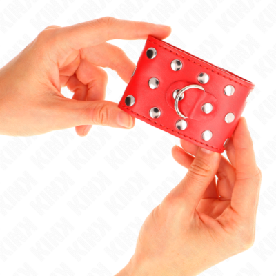 KINK - RETENÇÕES DE PULSO COM SNAP FASTEN COMPLETO DE REBITES VERMELHO AJUSTÁVEL 19-24 CM X 5,5 CM 6 Kink - retenções de pulso com snap fasten cheio de rebites vermelho ajustável 19-24 cm x 5,5 cm kink wrist restraint caliente. Pt