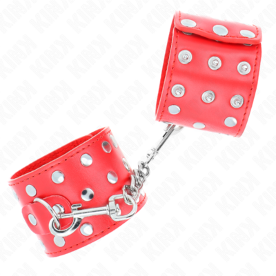 Alternative view of KINK - RETENÇÕES DE PULSO COM SNAP FASTEN COMPLETO DE REBITES VERMELHO AJUSTÁVEL 19-24 CM X 5,5 CM
