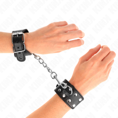 Kink - pulseiras com linha dupla de pregos ajustáveis pretos kink wrist restraint caliente. Pt