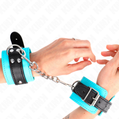 Kink - gancho de pulso forro de pele azul ajustável 20-28 cm x 5,5 cm kink wrist restraint caliente. Pt