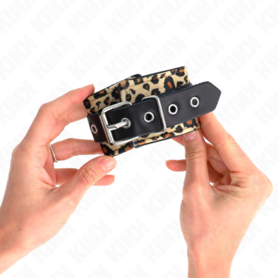 Kink - retenção de pulso de couro real leopardo ajustável 18-29 cm x 5,5 cm kink wrist restraint caliente. Pt